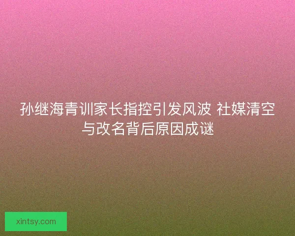 孙继海青训家长指控引发风波 社媒清空与改名背后原因成谜
